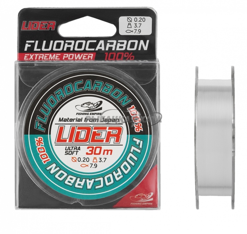 Леска флюорокарбоновая  LIDER FLUOROCARBON 100% 30 м 0,12 мм фото 1